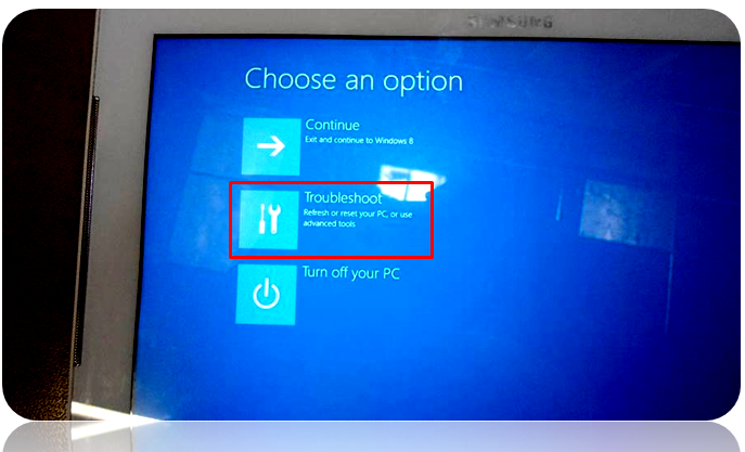 Appuyer sur « Troubleshoot » (Dépannage)