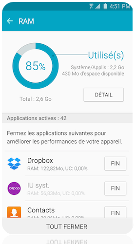 Comment utiliser l'application Smart Manager sur mon Samsung Galaxy s6 Edge?