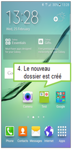 Galaxy S6 - Création de dossiers sur l'écran d'accueil