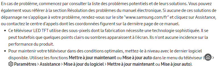 QLED TV - Résolution des problèmes et entretien