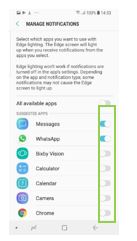 Skyv for å aktivere eller deaktivere appene du vil ha i popupvinduet
