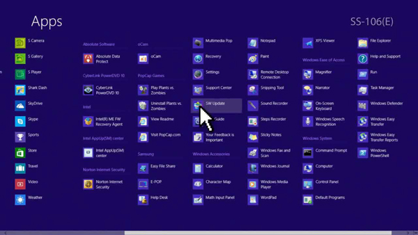 Click SW Update in the Samsung folder