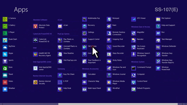 Click SW Update in the Samsung folder