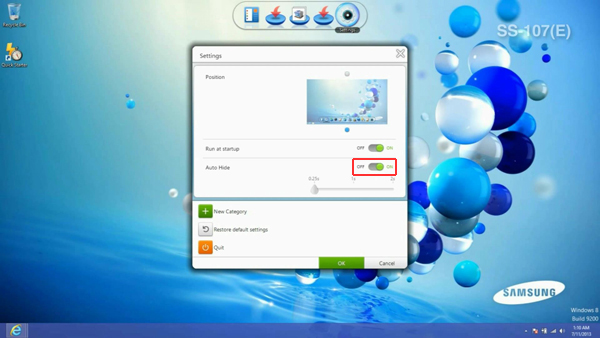 Configure Auto Hide to ON