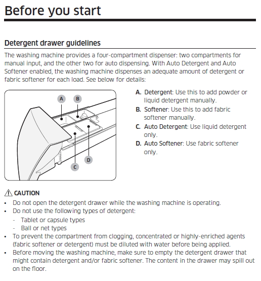 Detergent Drawer Guidelines