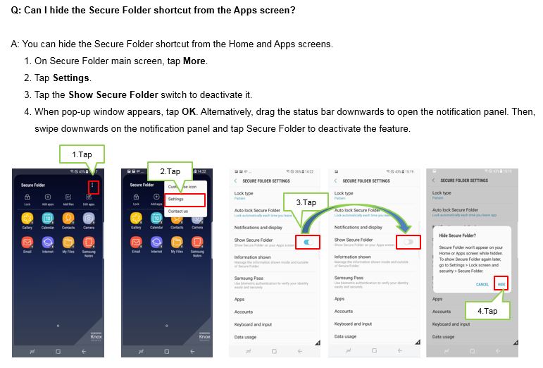S8 - Can I hide the Secure Folder shortcut from the Apps screen?