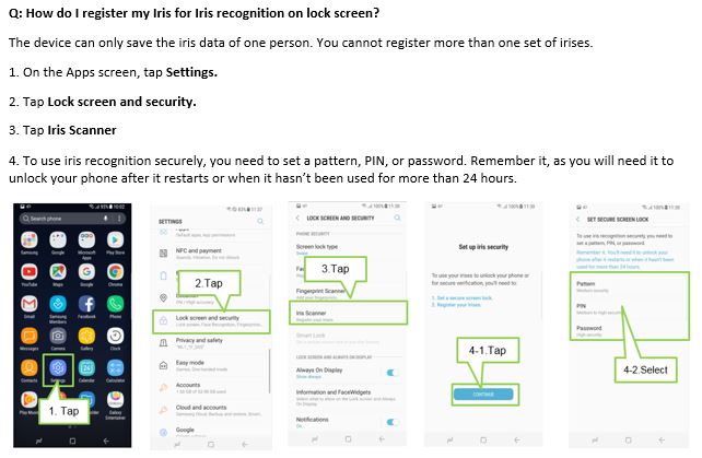 S8 - How do I register my Iris for Iris recognition on lock screen?