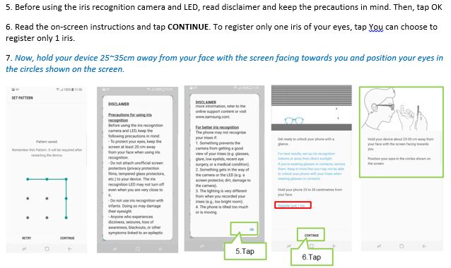 S8 - How do I register my Iris for Iris recognition on lock screen?
