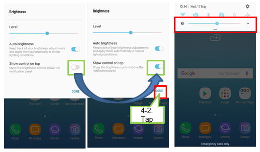 Panel pengaturan kecerahan layar tidak tampil "Notification Panel" pada J5/J7 Pro 2017