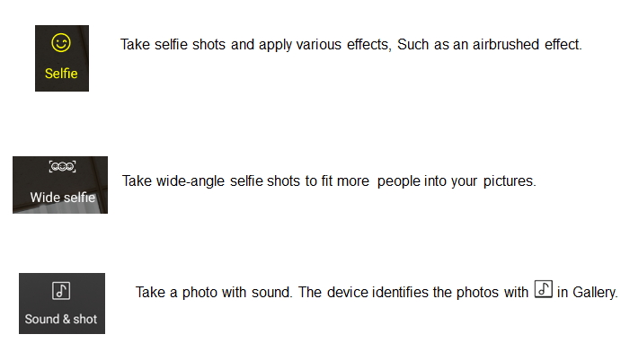 Galaxy J3/J5/J7 2017: Camera > Front Camera modes