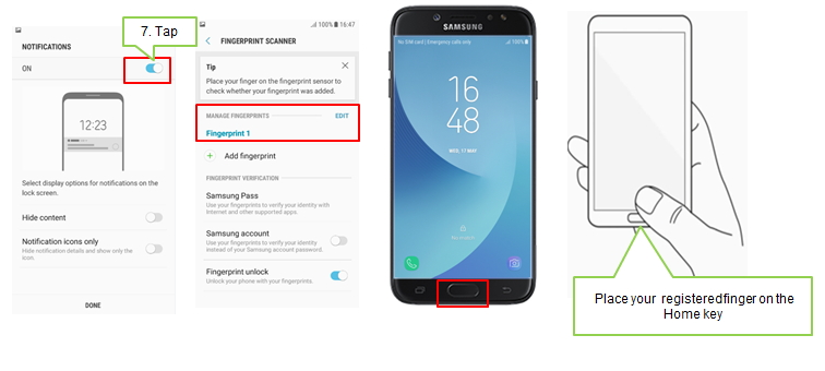 Galaxy J5/J7 2017: Fingerprint > How do I register fingerprints
