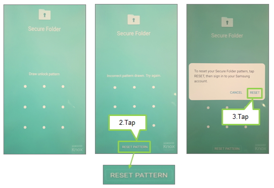 Galaxy J5/J7 2017: Secure Folder > How to reset my lock for Secure Folder?