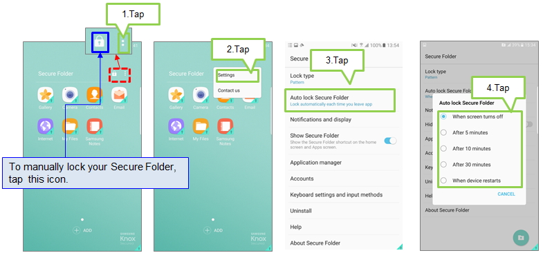 Galaxy J5/J7 2017: Can I set the device to lock Secure Folder when it is not being used?