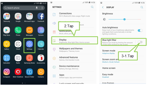 What is Blue light filter option?