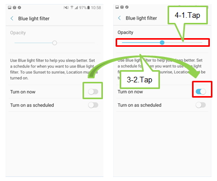 What is Blue light filter option?