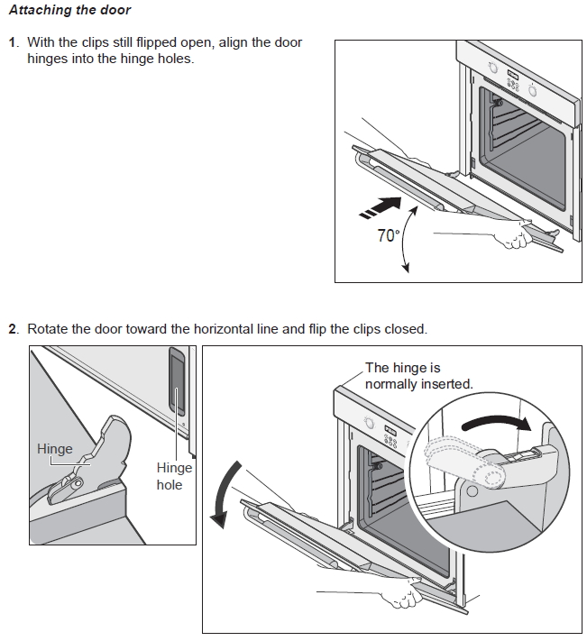 How to remove oven door and inner glass for cleaning for model BF64CCBST?