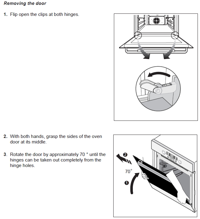 How to remove oven door and inner glass for cleaning for models BF62CCBST and BT62CDBST?