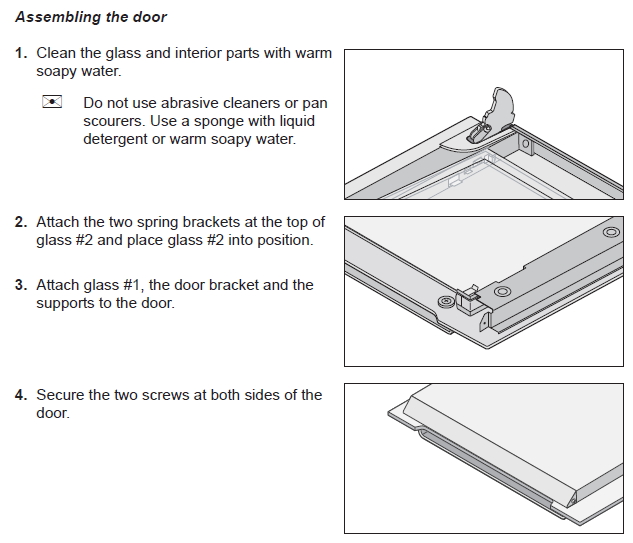 How to remove oven door and inner glass for cleaning for models BF62CCBST and BT62CDBST?