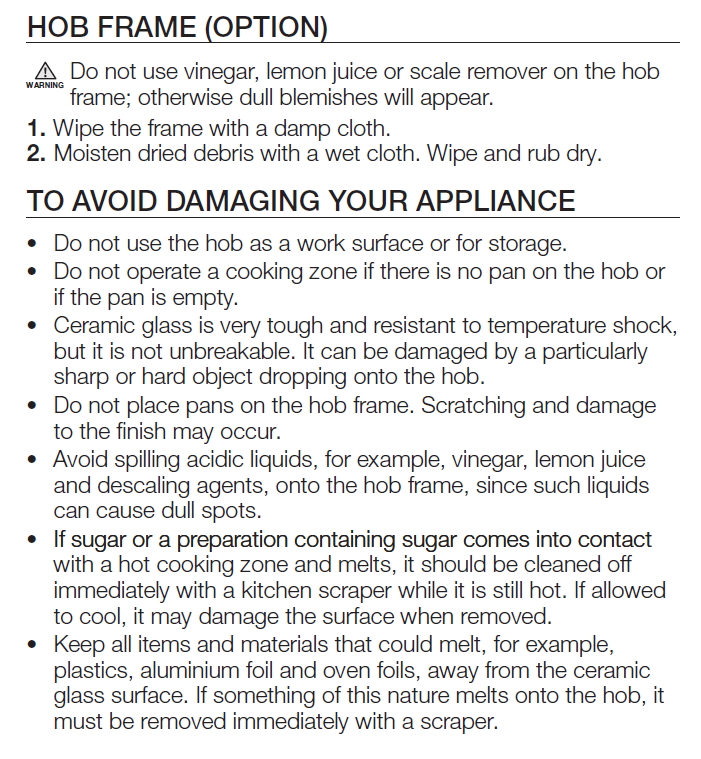 Cleaning and care instructions