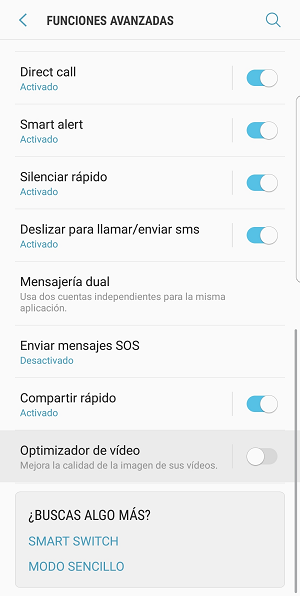 ¿Cómo habilitar la función del optimizador de video de mi Samsung Galaxy?
