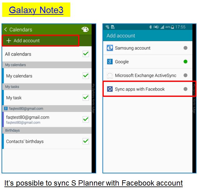 Galaxy Note 5: How to sync facebook events such as birthday on S Planner application?