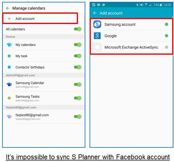 Galaxy Note 5: How to sync facebook events such as birthday on S Planner application?