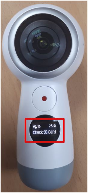 Gear 360: What to do when the memory card icon appears on the camera status screen?