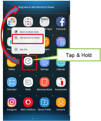 How can I add shortcut to Home screen or delete shortcut on my Galaxy J7 Pro?