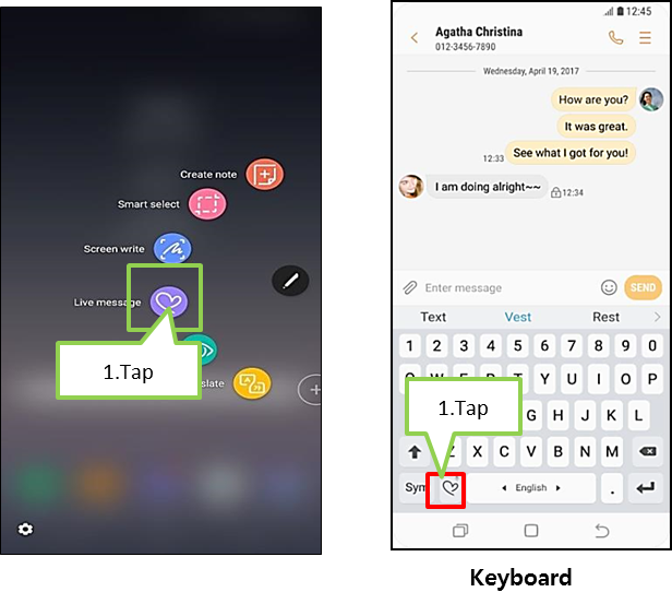 Galaxy Note 8 : How to use a Live message command?