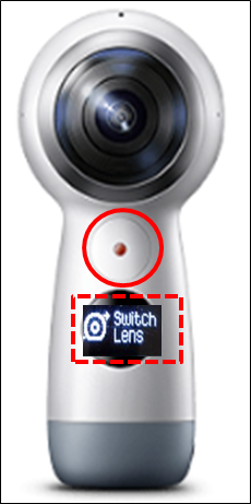 How do I switch cameras on my Samsung Gear 360 (2017)?