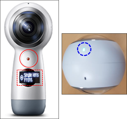 How do I switch cameras on my Samsung Gear 360 (2017)?