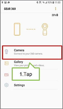 How do I switch cameras on my Samsung Gear 360 (2017)?