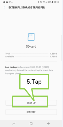 Galaxy Note 8 :How do I backup my device data on external storage?