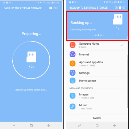 Galaxy Note 8 :How do I backup my device data on external storage?