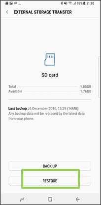 Galaxy Note 8 :How do I backup my device data on external storage?
