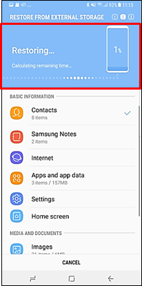 Galaxy Note 8 :How do I backup my device data on external storage?