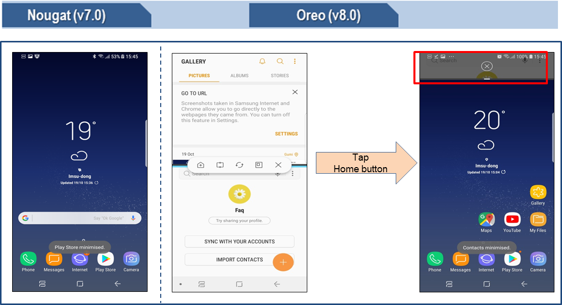 Difference between Samsung Android 8.0 Oreo device and 7.0 Nougat device