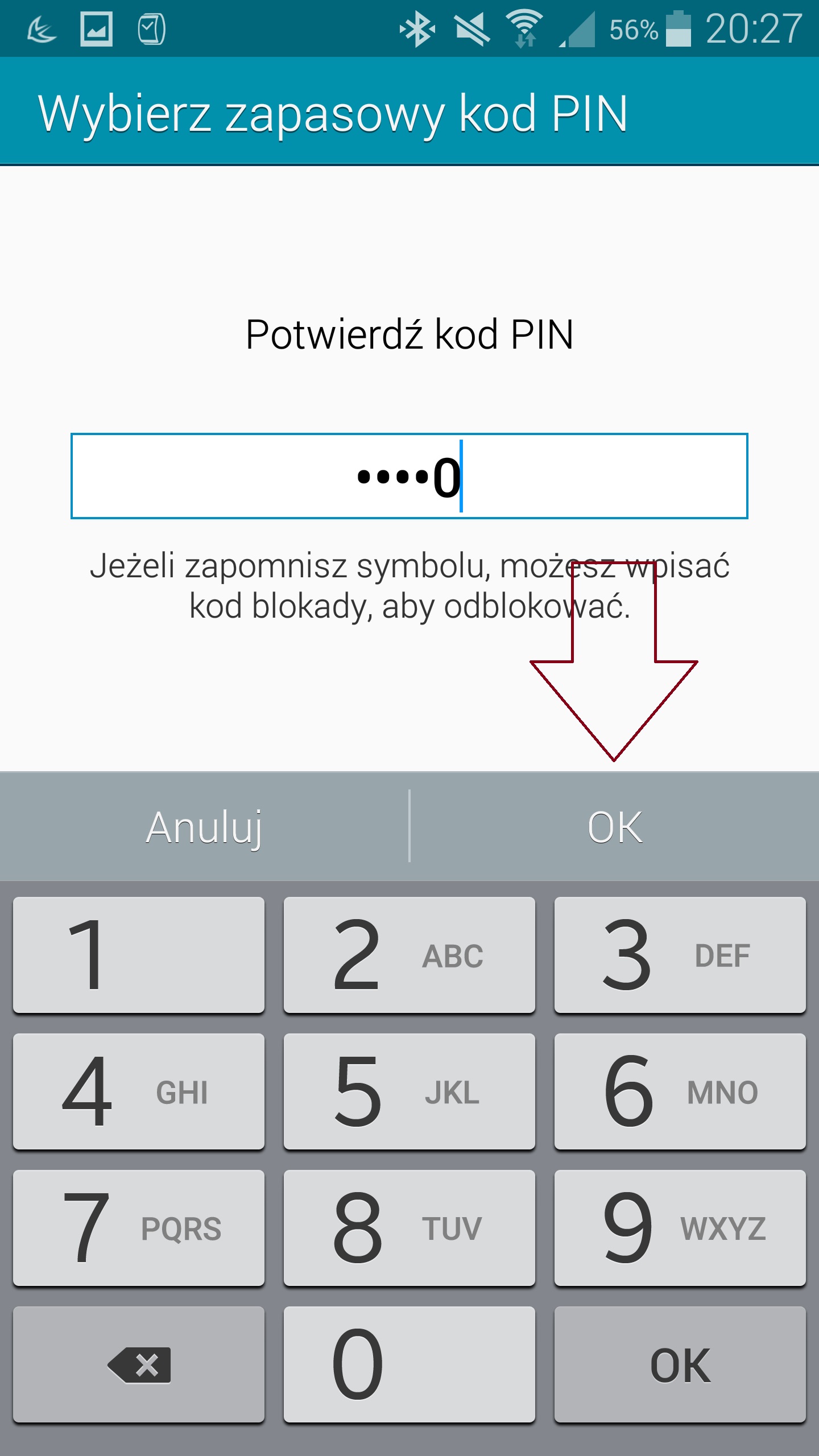 I w następnym kroku go potwierdzić zatwierdzając poprzez naciśnięcie OK