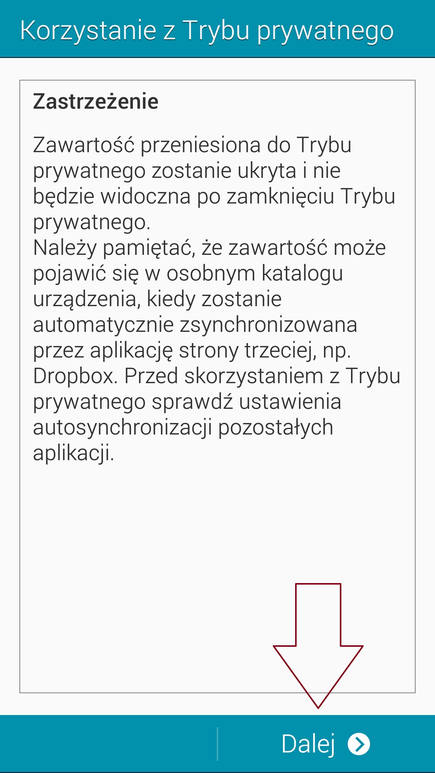 akceptujemy Zastrzeżenie klikając Dalej