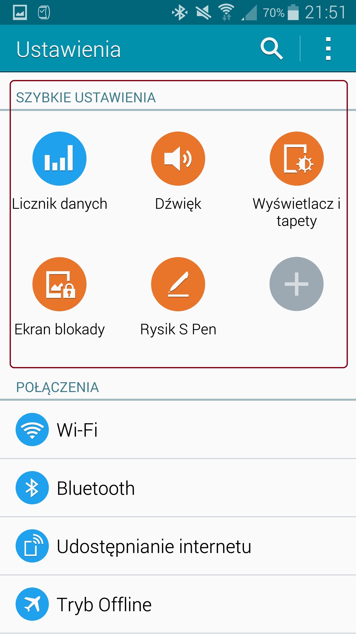 Pierwszą pozycją jaką widzimy to Szybkie Ustawienia