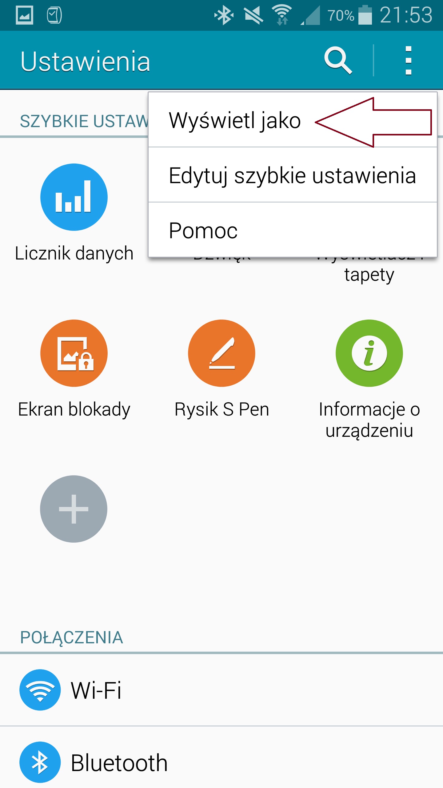 w prawym gornym rogu ekranu odnajdujemy Wyświetl jako