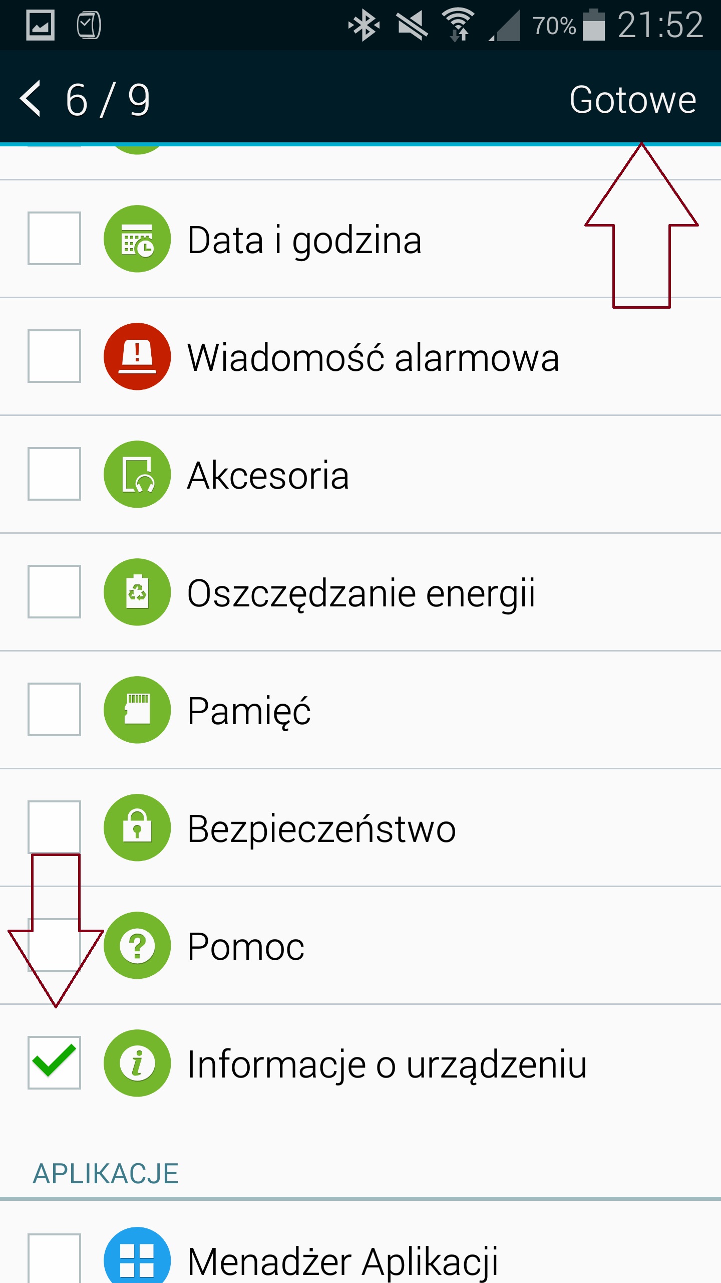 Nasz wybór zatwierdzamy klikając na Gotowe w prawym górnym rogu ekranu