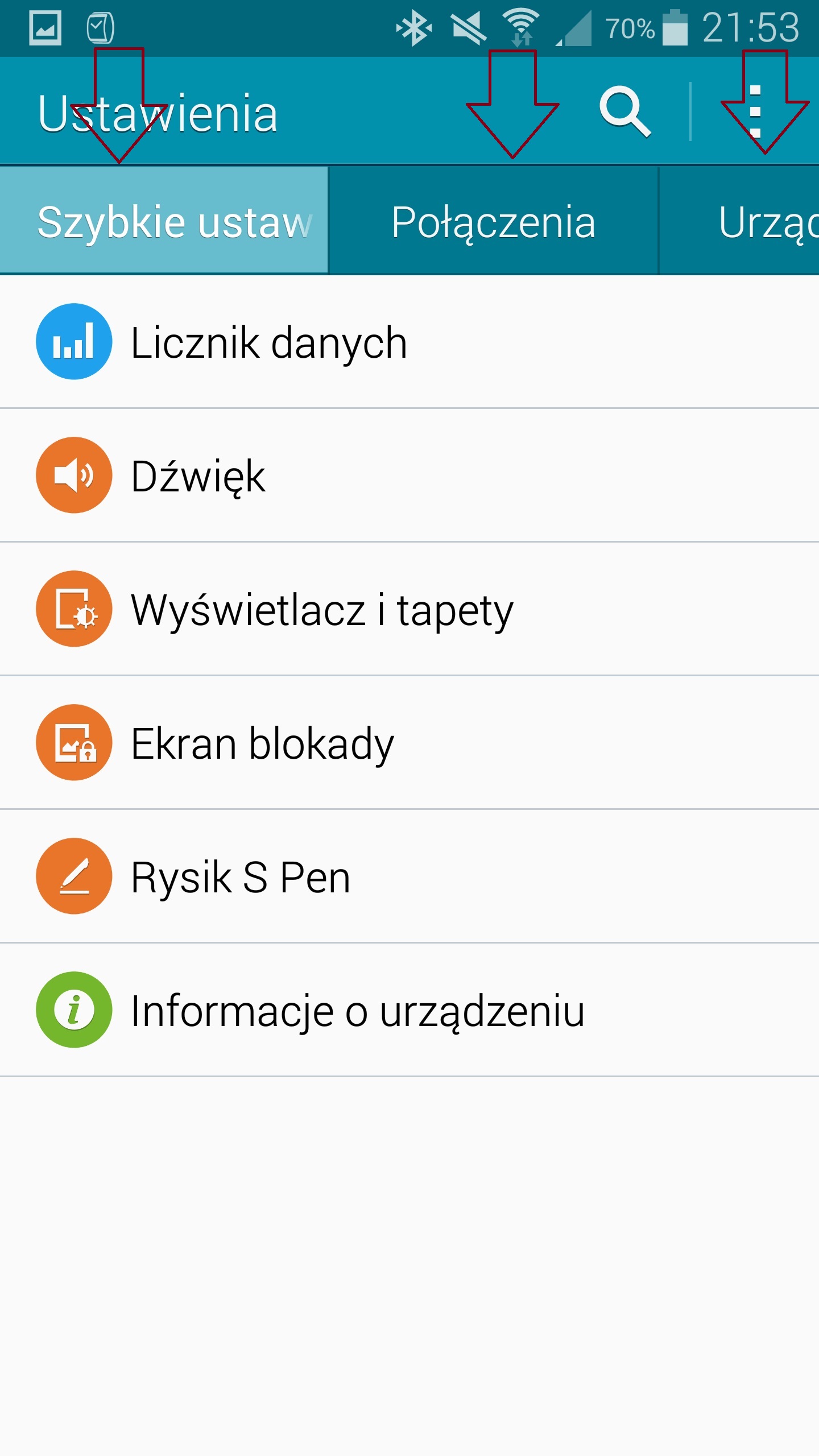Widok Kart pozwala zaś na pogrupowanie Ustawień w mniejsze listy znajdujące się na oddzielnych Kartach na ekranie