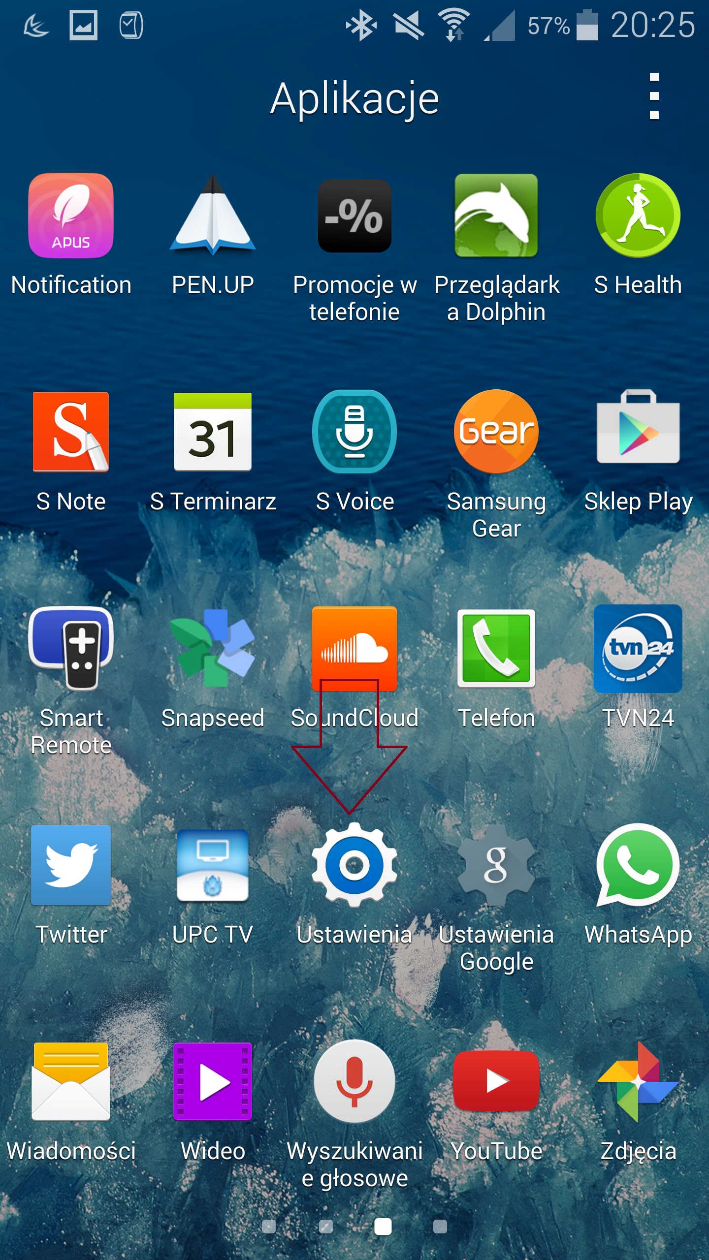 W menu Aplikacjie wybierz przycisk Ustawienia