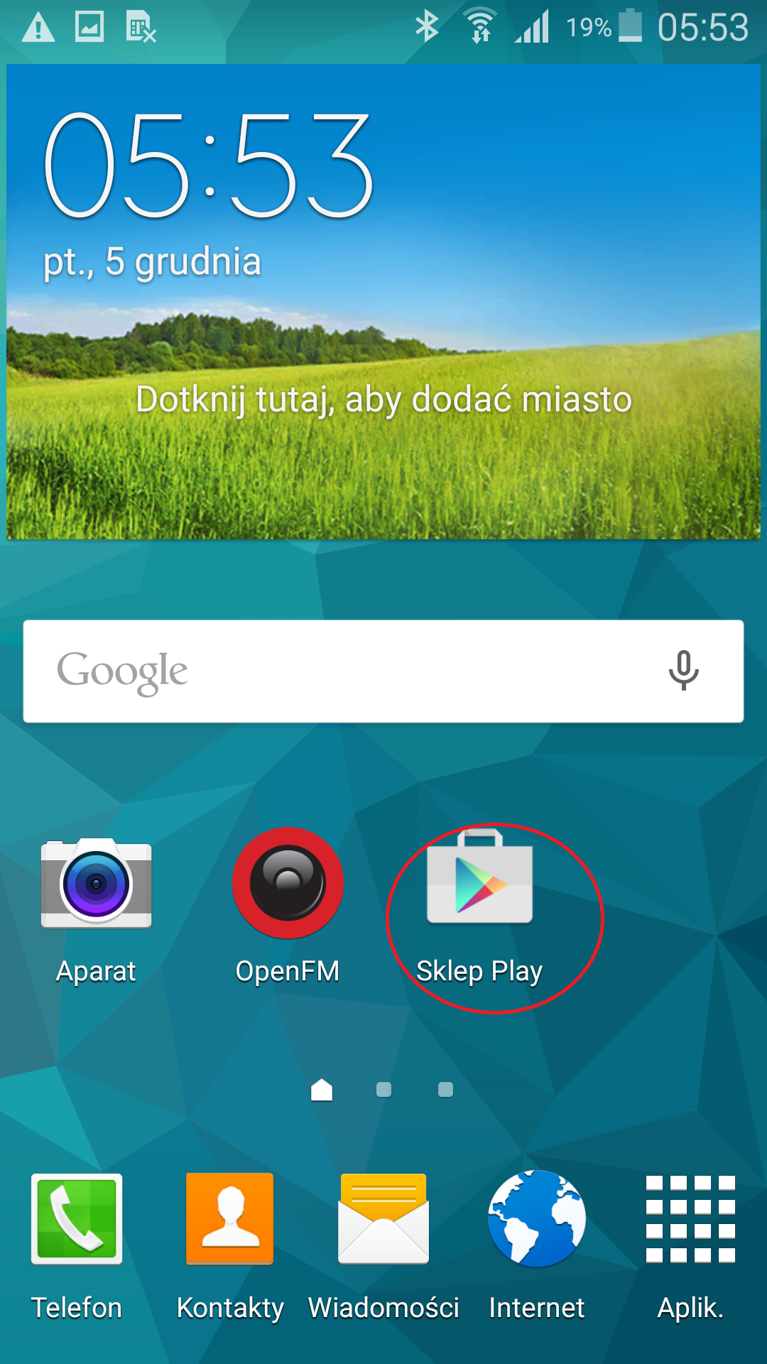 Wybieramy aplikację Sklep Play