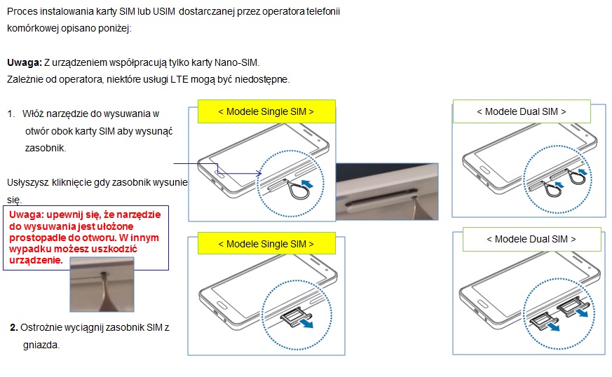 Proces instalowania karty Sim