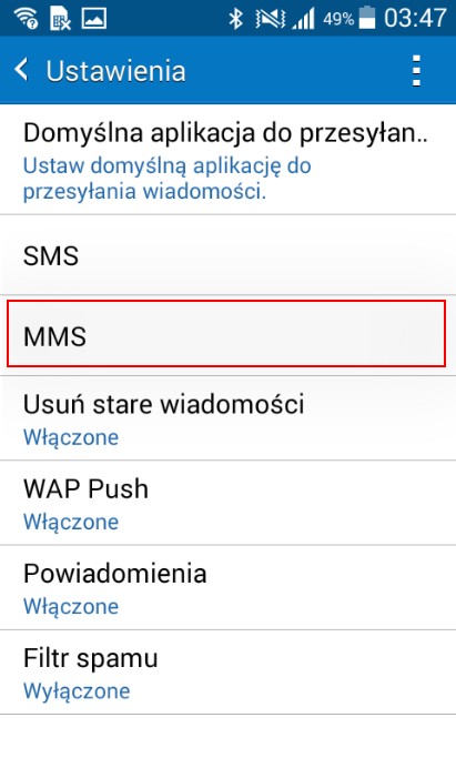 Podobnie możemy aktywować opcję raportów w wiadomościach Mms
