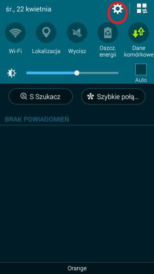 Po opuszczeniu „Paska powiadomień”, wybieramy „Ustawienia”