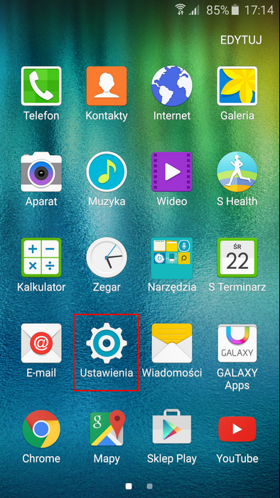 następnie Ustawienia