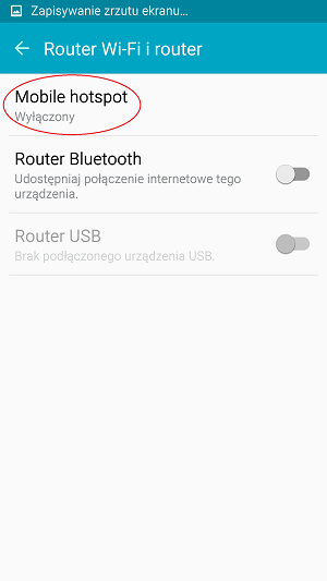 Wybieramy „Mobile hotspot”